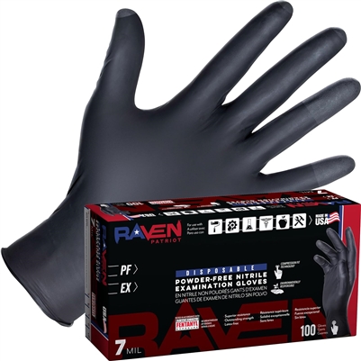 SAS Raven Patriot Powder-Free Nitrile Disposable Gloves